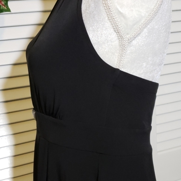 Style & Co Black Halter Dress M Tiered Skirt EUC - Picture 2 of 8